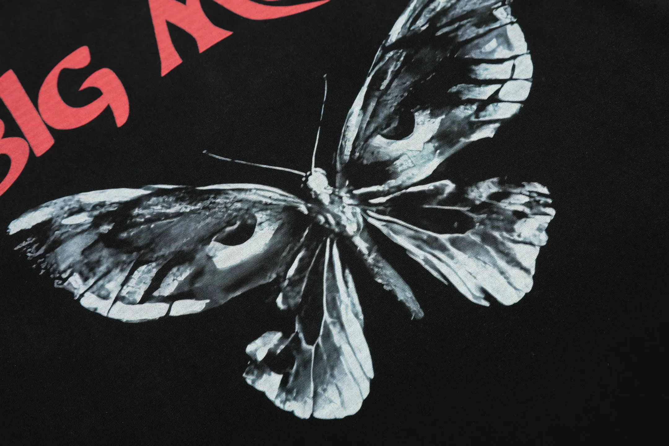 VT9248 P140💰 SAINT Michael "Butterfly Grimace" punk style printed retro washed distressed short-sleeved T-shirt Small neckline design White ink digital direct printing High street retro heavy distressed washed Vintage short sleeves Size: S M L XL
